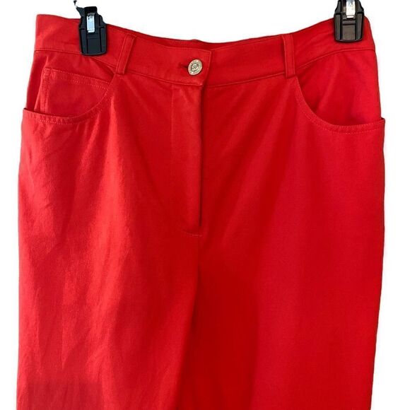 St. John Sz 6 Red Cotton Spandex High Waisted Classic Resort Wear Pants - Picture 3 of 8